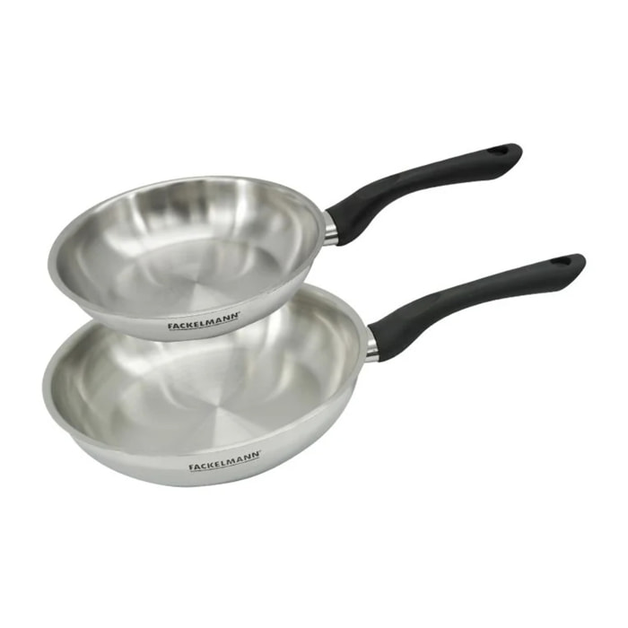 Set 2 poêles en inox Fackelmann Geneva