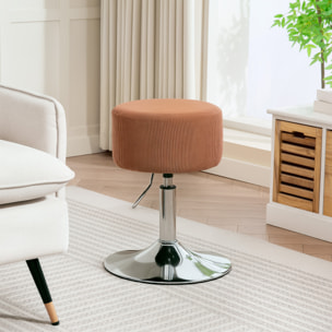 Taburete de Bar Taburete Giratorio Regulable en Altura 52-66 cm Tapizado en Pana Giratorio en 360° Silla Alta para Cocina Comedor Tocador Mostrador Marrón