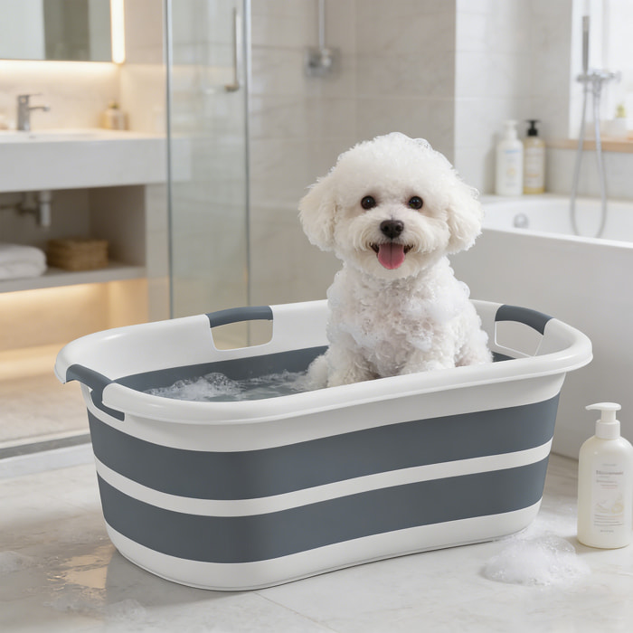 Baignoire chien chat - baignoire pliable 27L - bouchon vidange intégré
