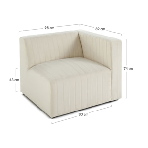 Nova - module d'assise droit - en velours - Beige