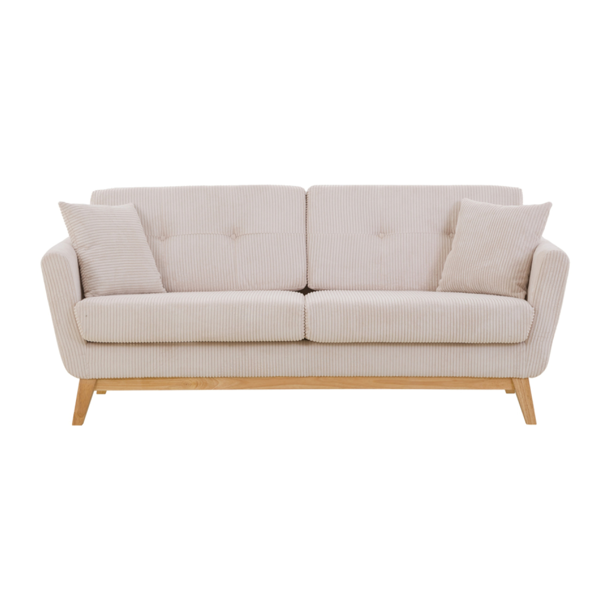 Canapé scandinave 3 places velours côtelé beige OSLO