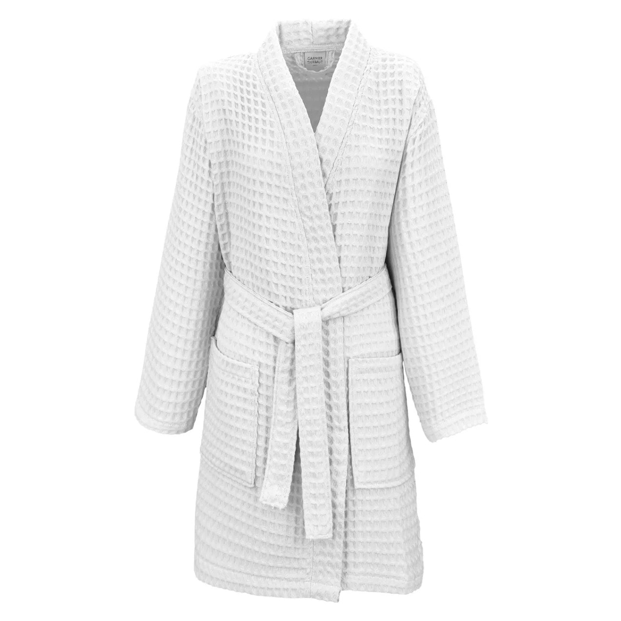 Peignoir femme pur coton 240 g/m² nid d'abeille blanc Detente neige