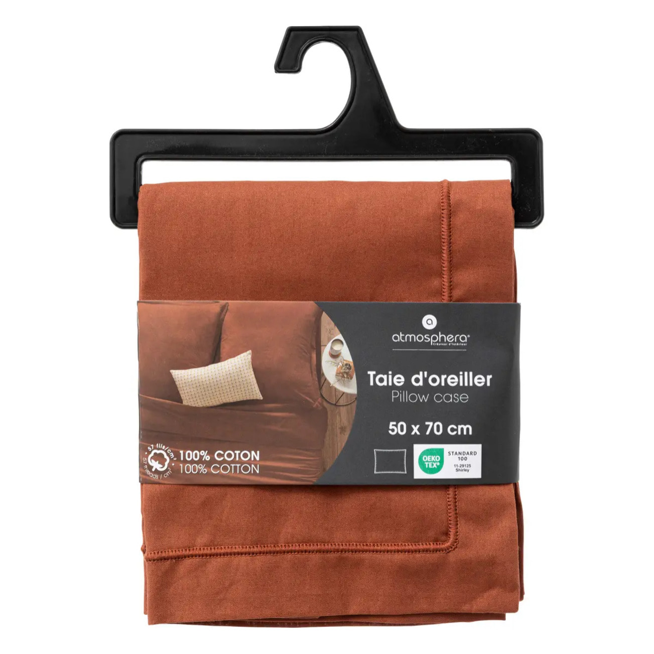 Taie d'oreiller "Carina" coton 50x70cm rose terracotta