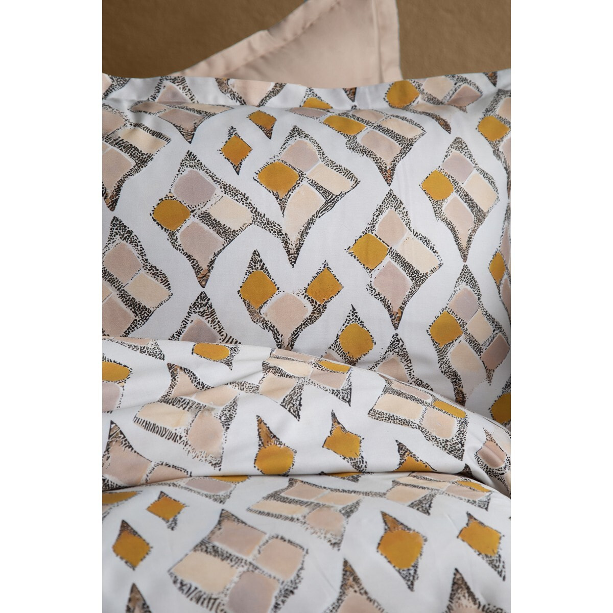 Parure housse de couette 240x220 cm et 2 taies d'oreiller 63x63cm satin de coton imprimé