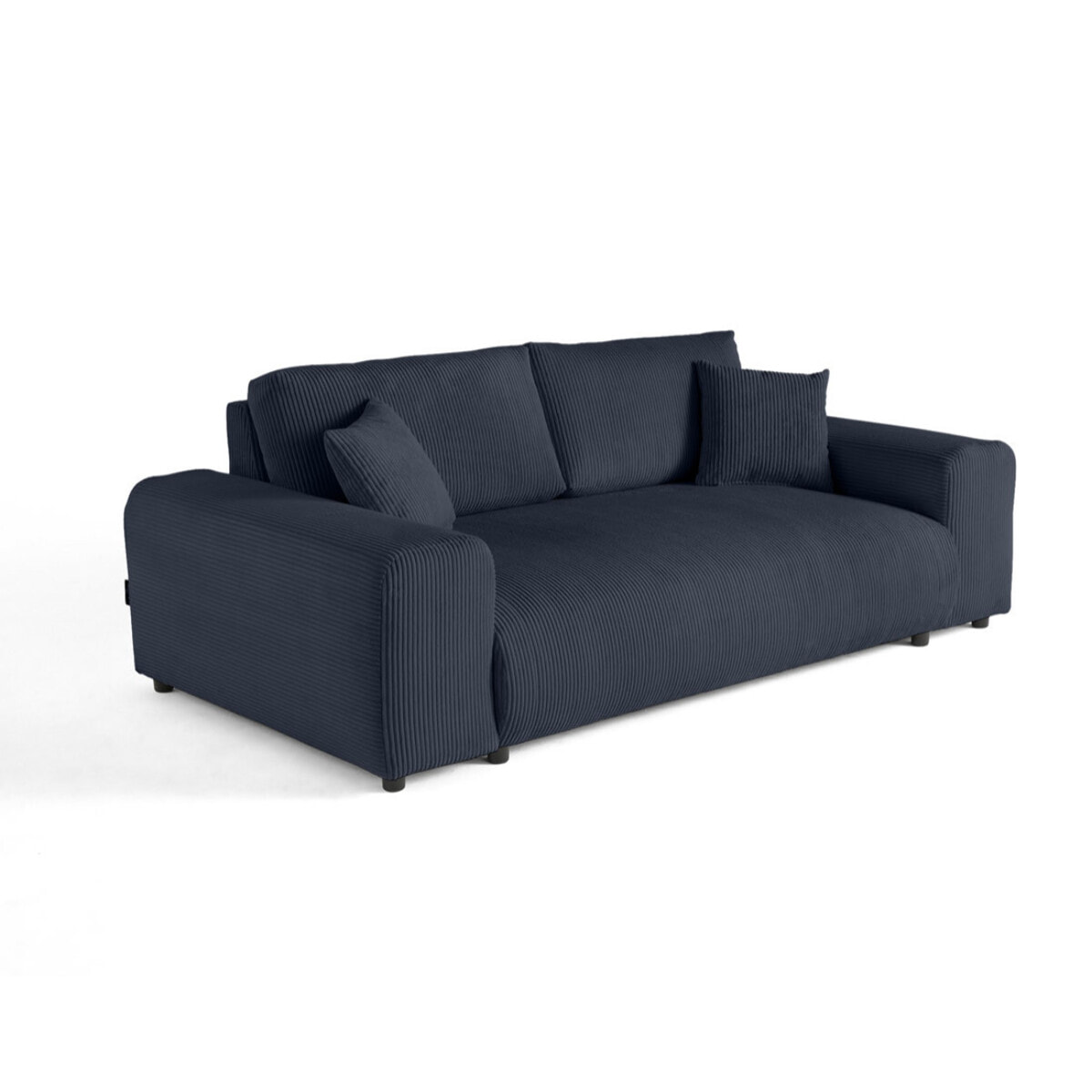 Garance - canapé droit 3 places - en velours côtelé - Bleu nuit