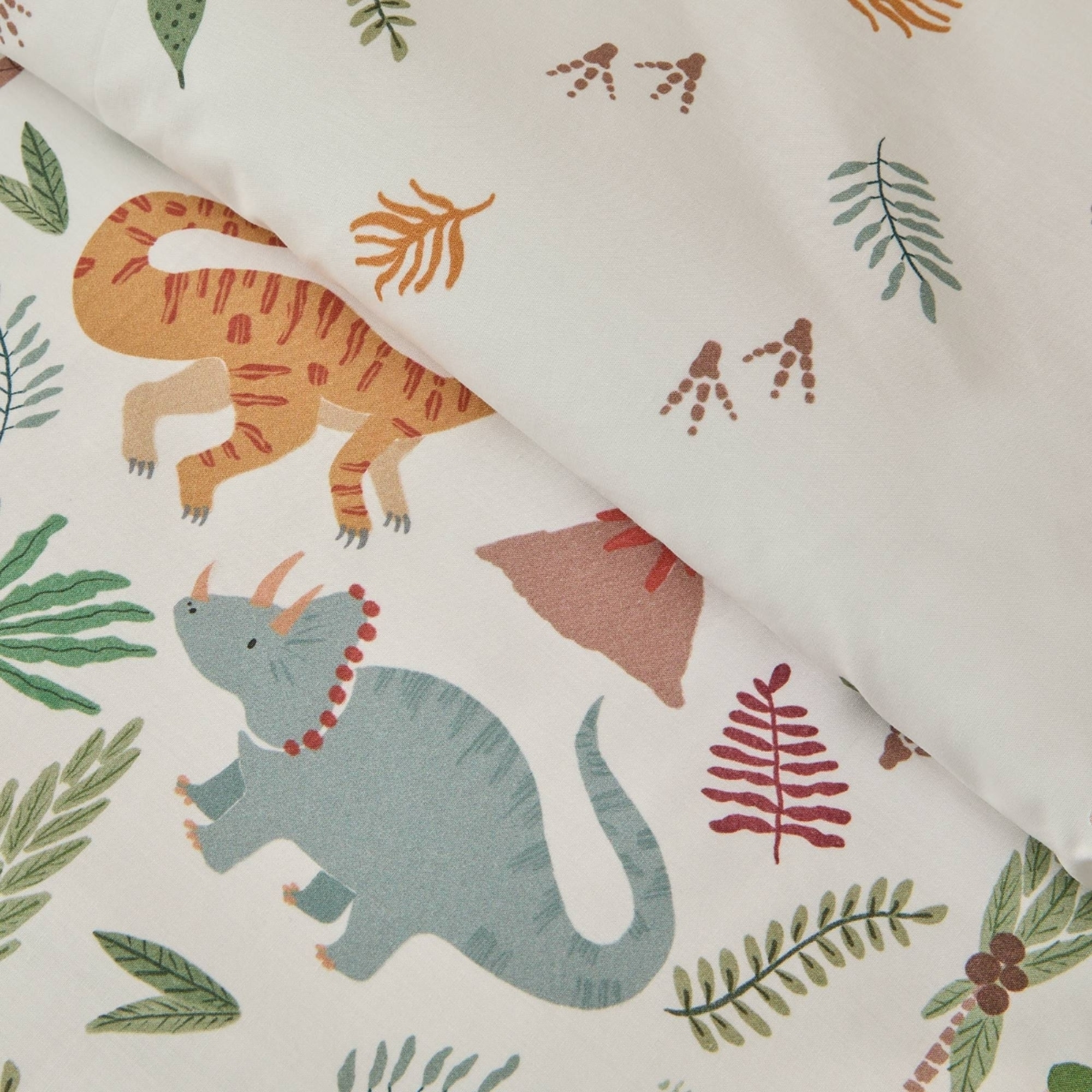 Funda nórdica algodón dinosaurios Dinudini color blanco 100% Algodón percal
