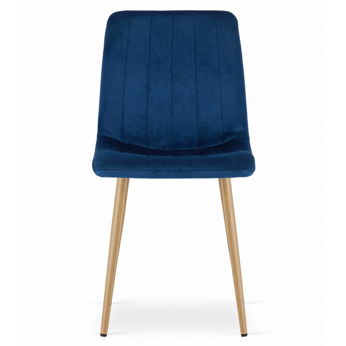 Sedia LAVA in Velluto Blu con Gambe Effetto Legno