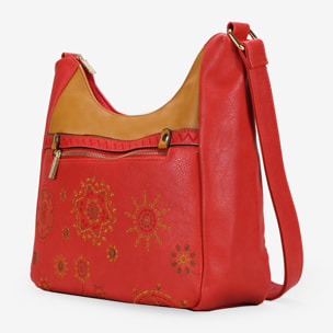 Bolso rojo con bordado y cremallera