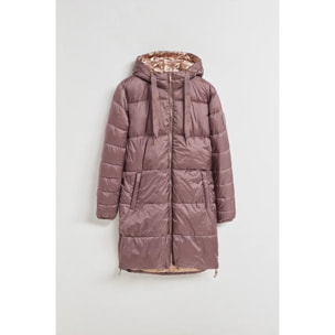 Chaqueta rosa taupe larga y acolchada Rose de capucha fija y detalles Polo Club