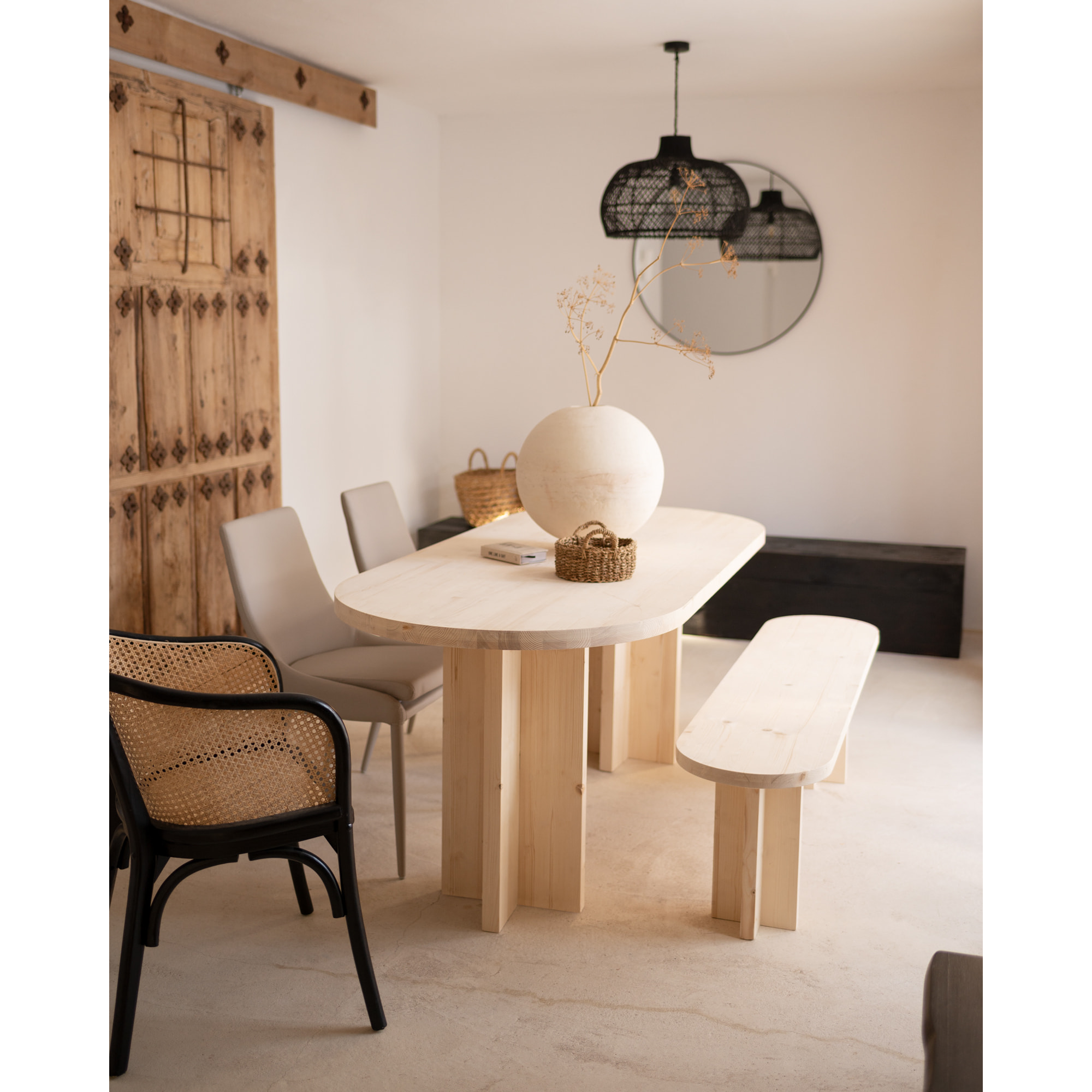 Banc en bois massif ton naturel en différentes tailles