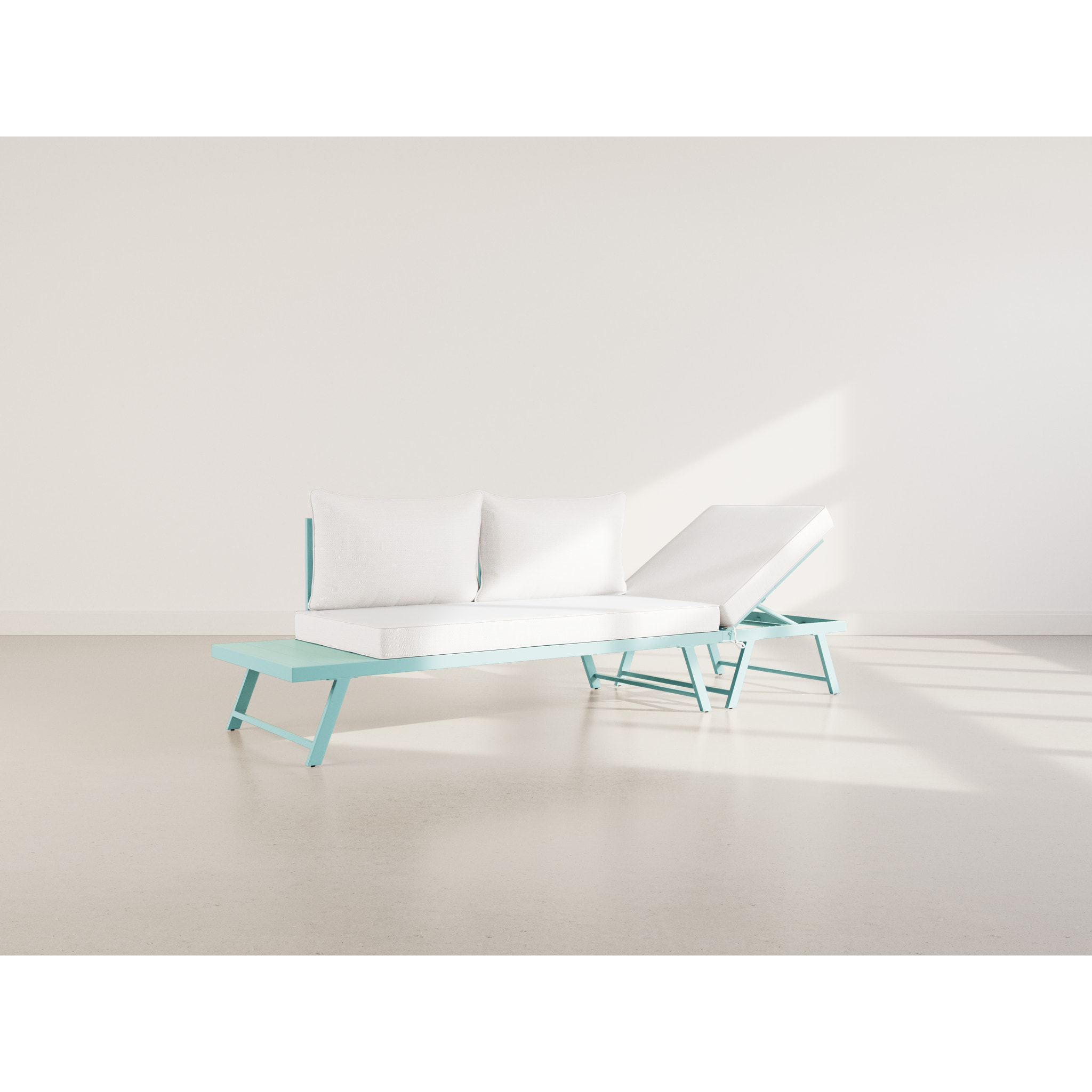 Isadora - salon de jardin 3 places - modulable - vert avec coussins beiges - Vert / Beige