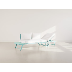 Isadora - salon de jardin 3 places - modulable - vert avec coussins beiges - Vert / Beige