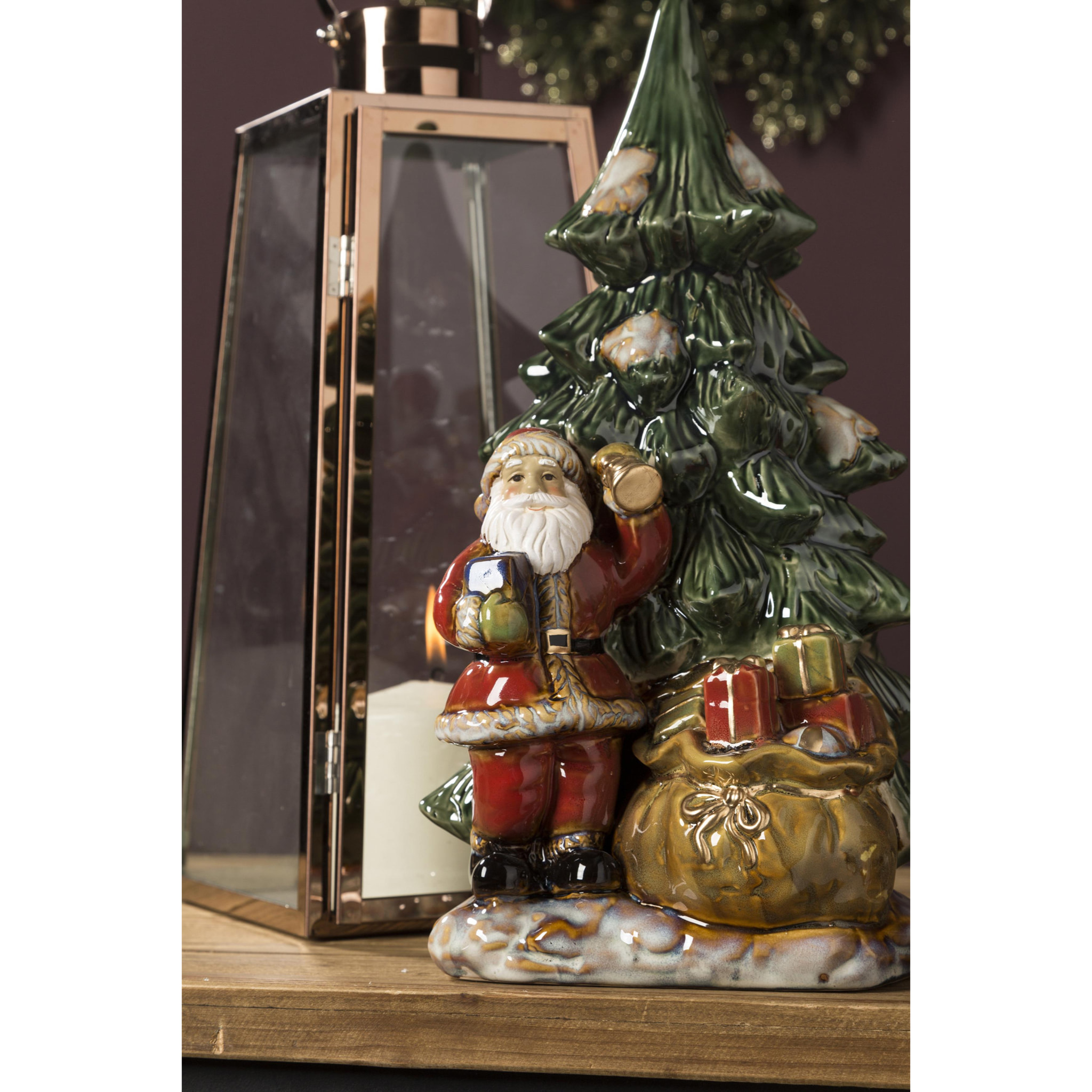 Babbo Natale Di Porcellana Con. Altezza 37,5 Cm - Pezzi 1 - 19,5X37,5X17,5cm - Colore: altro - Bianchi Dino - Articoli Natalizi