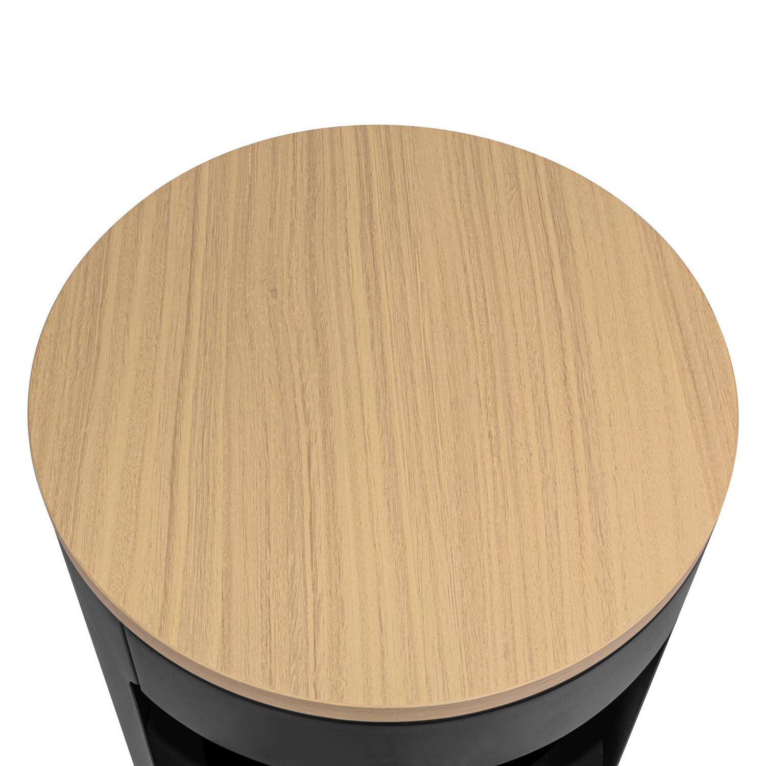 Ottaviano - Camino a bioetanolo da terra freestanding con doppio ripiano in legno melaminico, Ø 40xH67,5 cm colore nero