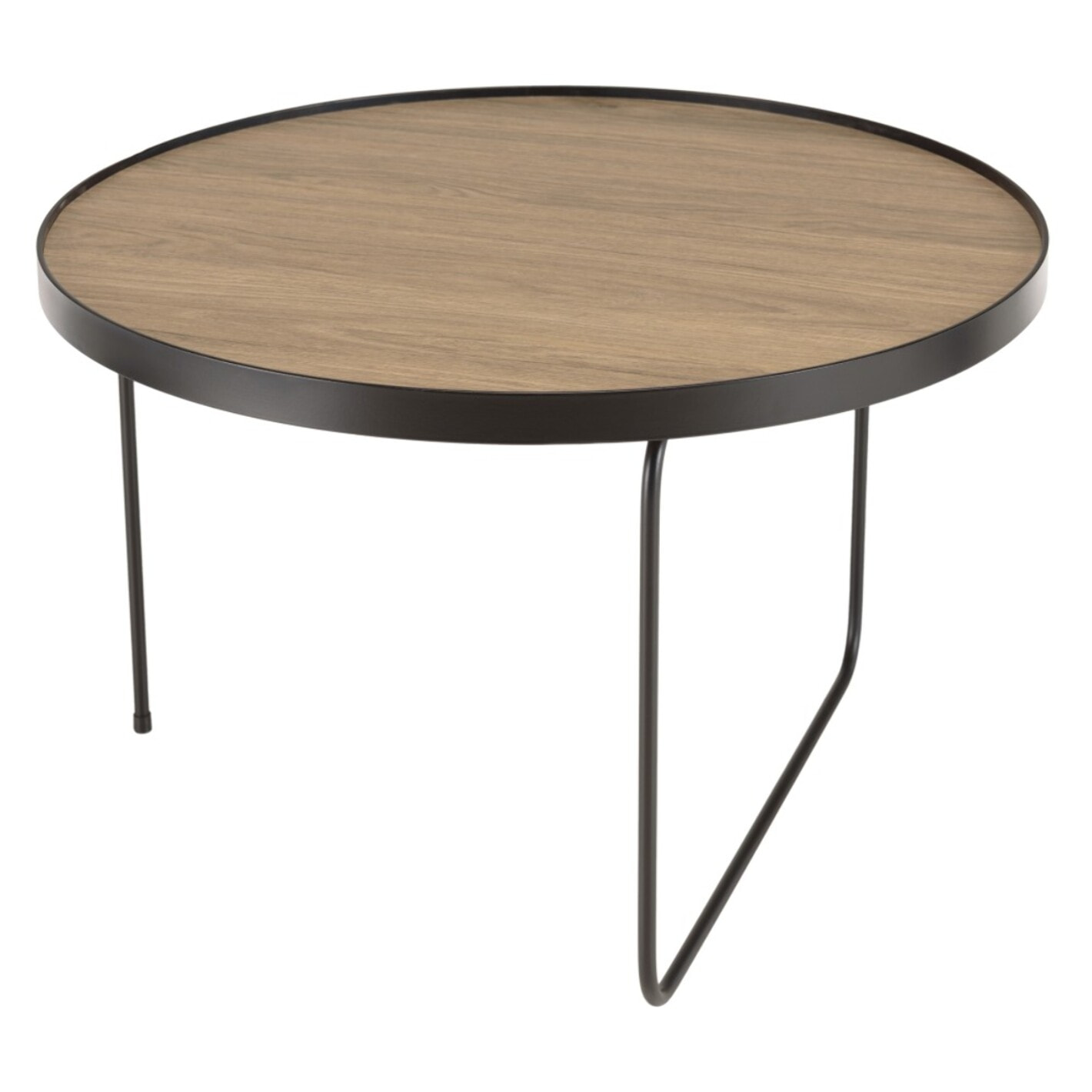 JULIA - Table basse ronde 60x60cm mocha pieds asymétriques métal noir