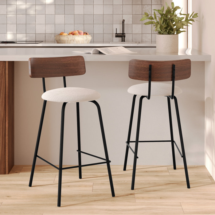 Lot de 2 chaises pour îlot central 64 cm en tissu beige - Alize
