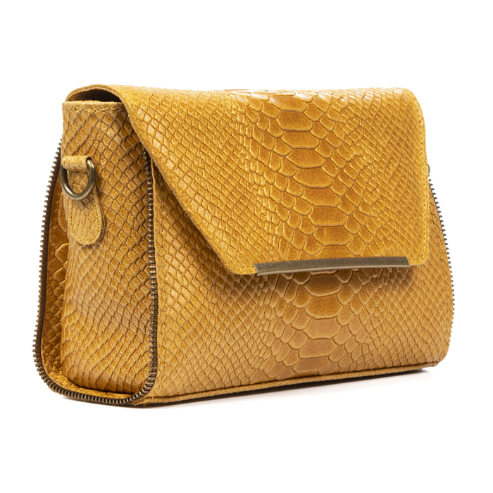Mariola Bolso bandolera Mujer.Piel auténtica Gamuza Grabado Serpiente