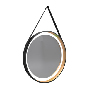 Miroir salle de bain rond - diamètre 55cm - noir mat et finition bronze - CIRCLE HORUS LED