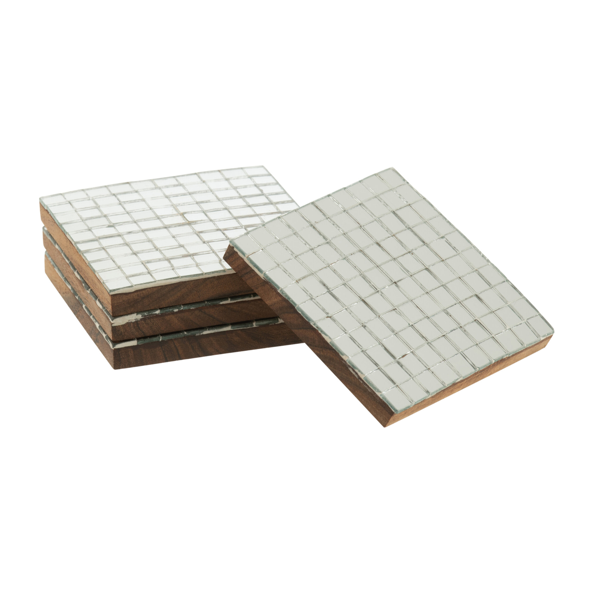 J-Line dessous de verre - bois - argent - boîte de 4