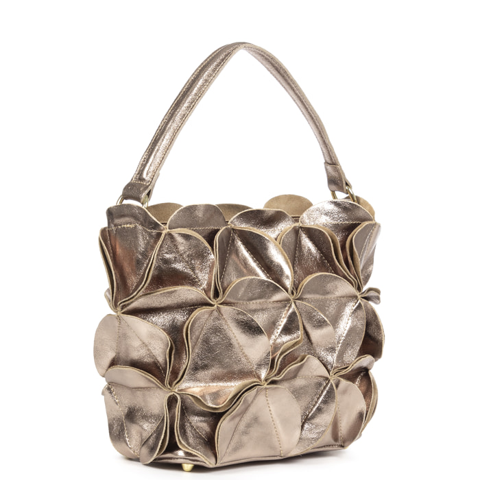 FIRENZE ARTEGIANI Borsa Tote da Donna Accadia. Vera Pelle Camoscio Laccato Made in Italy 30x12x23 Cm. Colore bronzo