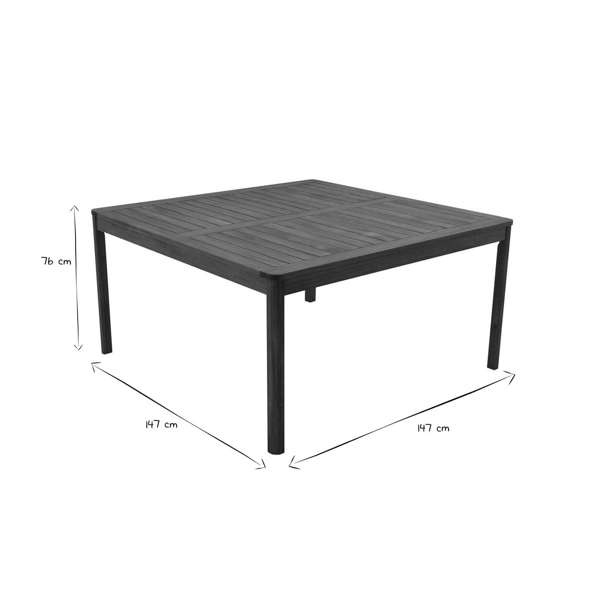 Table de jardin carrée en bois massif L147 cm AKIS