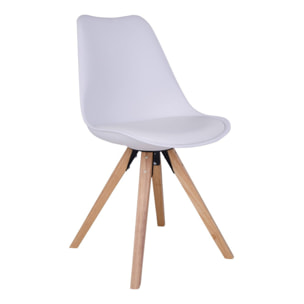 Set 2 sedie da pranzo Bergen in ecopelle bianca con gambe in legno naturale