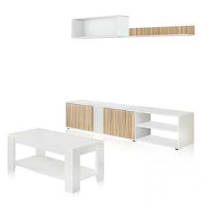 Pack salón con mesa de centro Alix Plus Blanco Artik (Blanco Mate) - Natur