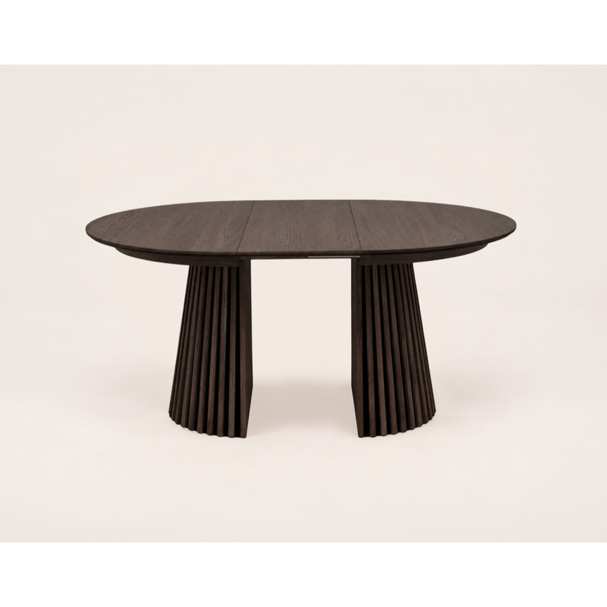 Freya - table à manger ronde extensible - effet bois foncé - 4 à 8 personnes - Marron