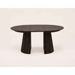 Freya - table à manger ronde extensible - effet bois foncé - 4 à 8 personnes - Marron