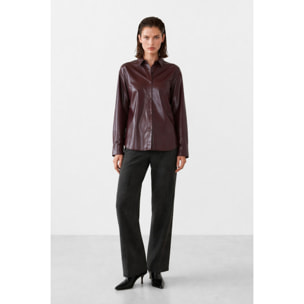 Kocca - Camicia da donna in ecopelle lucida a maniche lunghe Donna