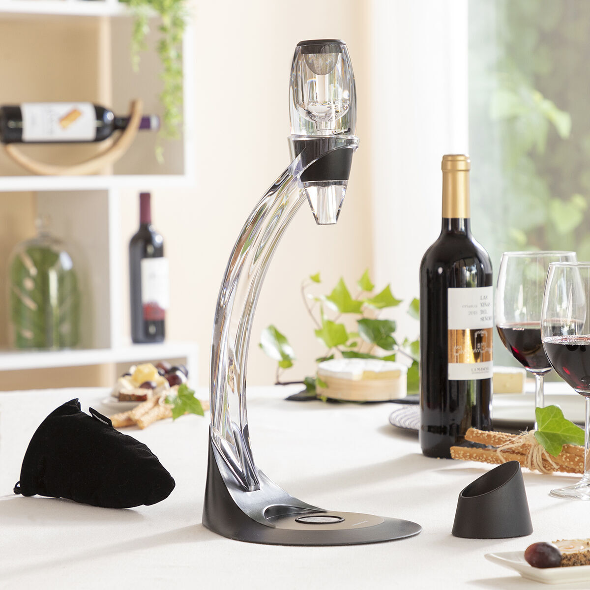 Aeratore Professionale per Vino con Supporto a Torre e Base Antigoccia Winair InnovaGoods