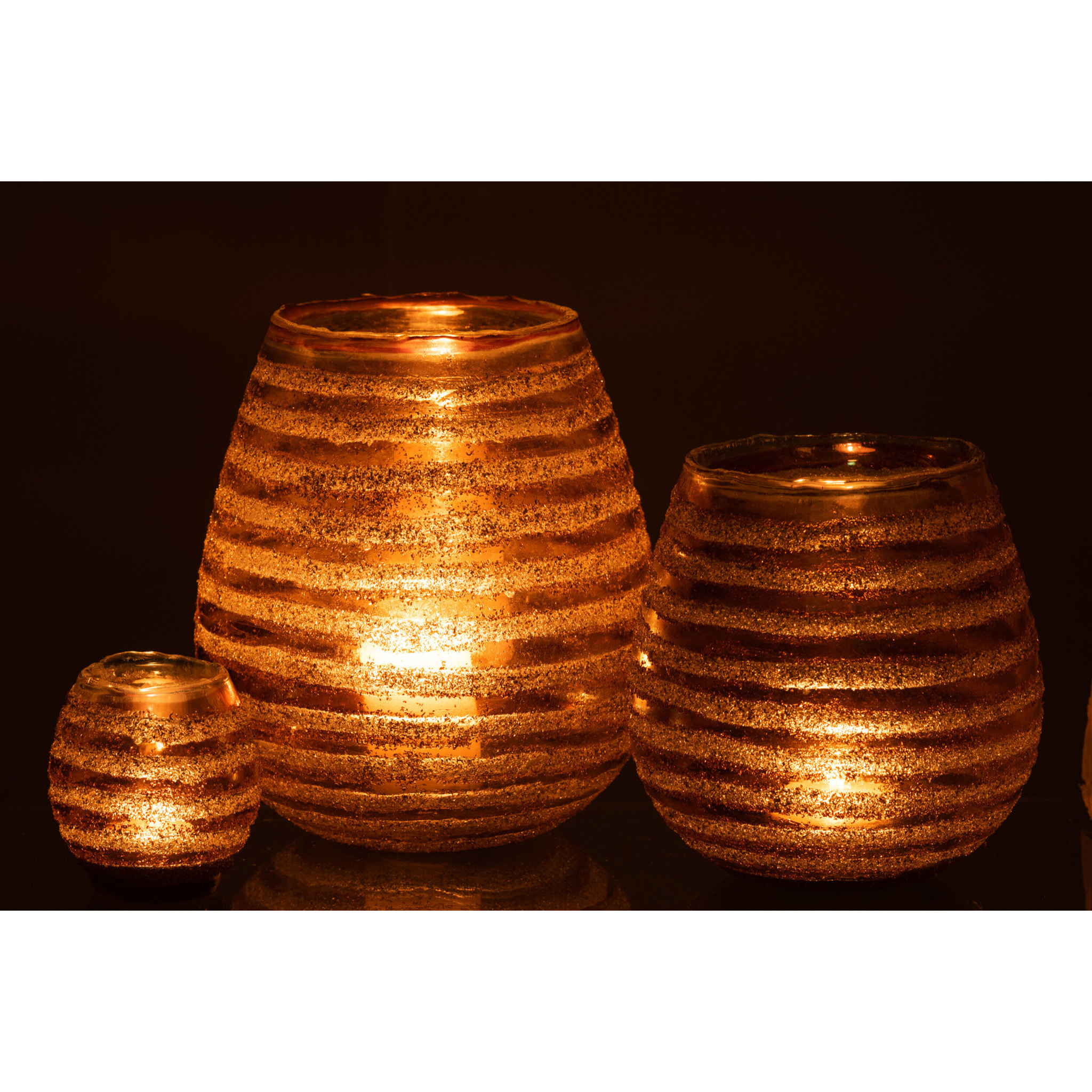 J-Line photophore Lignes Rond - verre - marron - large