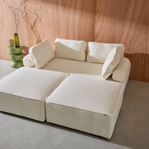 Ensemble chauffeuses pour canapé modulable 4 places bouclette crème - Bao