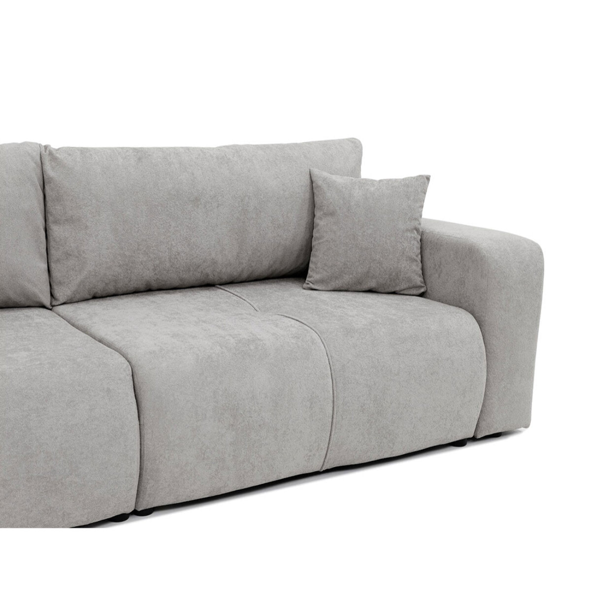 Nicole - Canapé droit 3 places convertible avec coffre en tissu - Gris clair