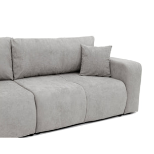 Nicole - Canapé droit 3 places convertible avec coffre en tissu - Gris clair