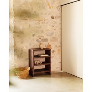 Estantería zapatero de madera maciza tono nogal 80x60cm Alto: 80 Largo: 60 Ancho: 35