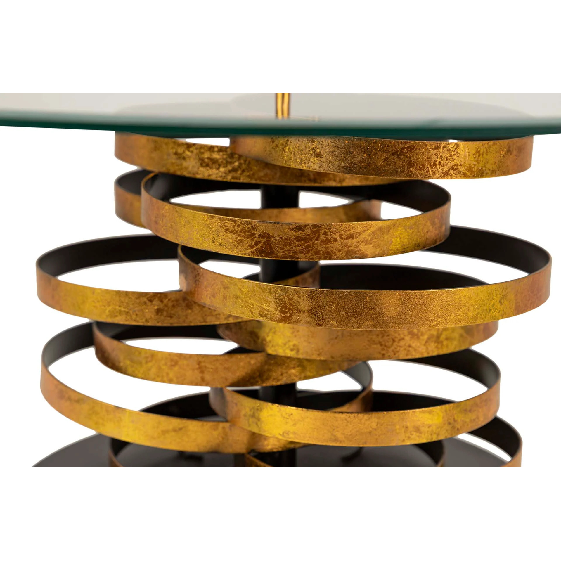 Mesa Auxiliar Metal Cristal Dorado Yuku 92x92x50 Cm