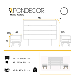 Cabecero + 2 mesitas MAROTO - 160x7x122cm