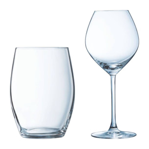 Set de platos 12 piezas Cheer Up Copas de vino 47cl  y Vasos 32cl - Chef et Sommelier