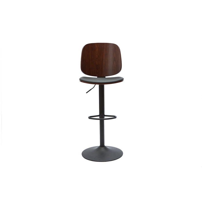 Tabouret de bar ajustable noir et noyer BECK