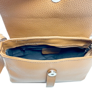 Chicca Borse - Tracollina Clutch Donna in Vera Pelle - Colore Cuoio Scuro