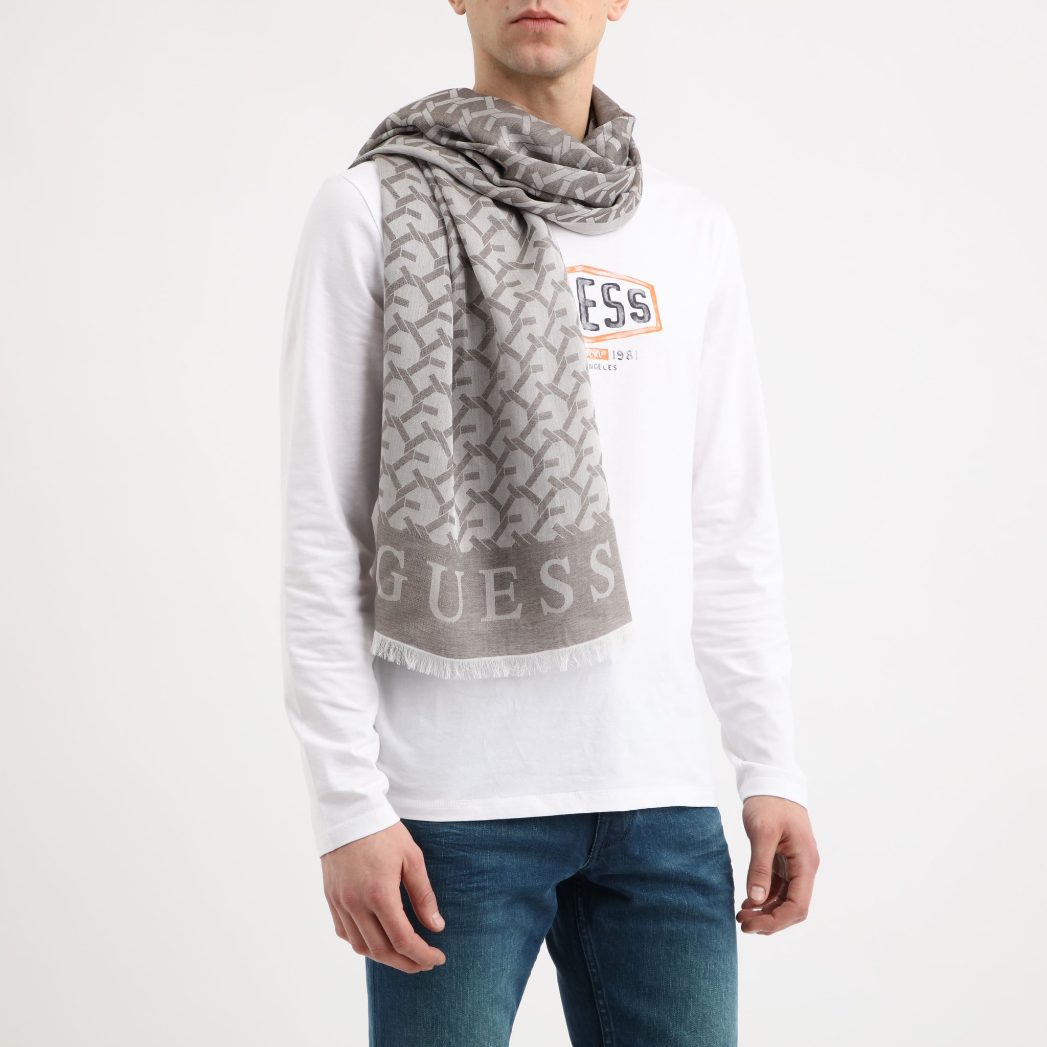 Foulard - logo - gris clair - 180 x 90 cm