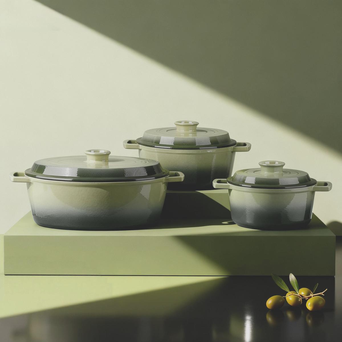 Cocotte en fonte ronde 25cm - "Masseiron Olivine"