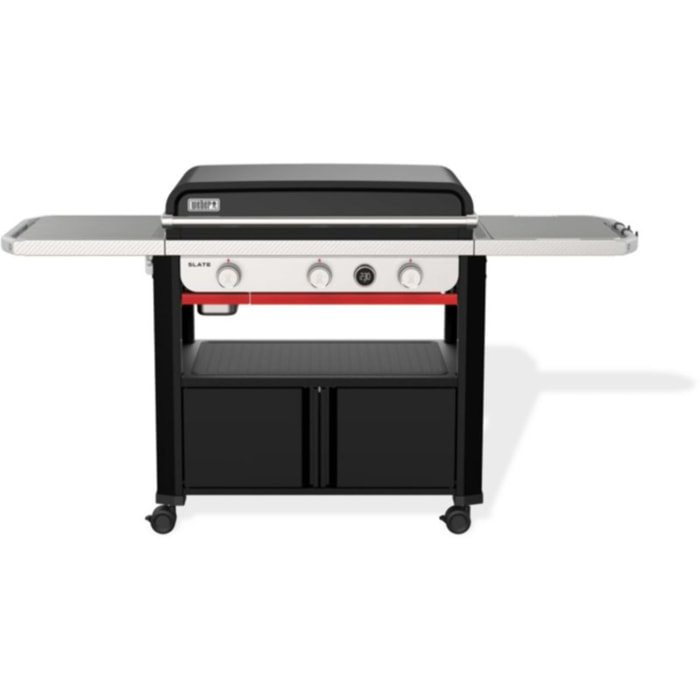 Plancha gaz WEBER black 3 brûleurs sur chariot, 76x46 cm