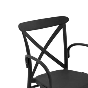 Set di 2 sedie RIO in polipropilene antracite con braccioli, impilabili