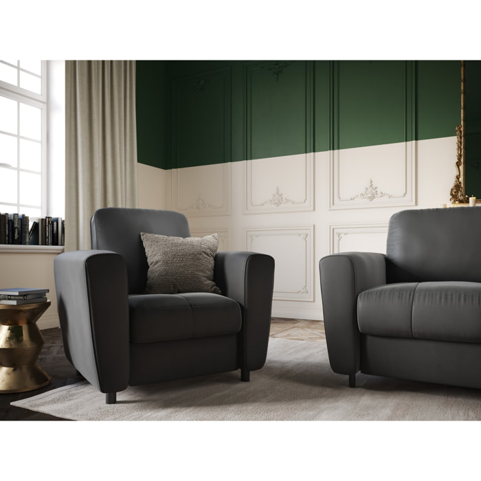 Fauteuil "Audra" en velours gris foncé