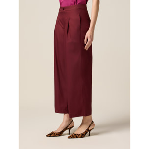 Oltre - Pantaloni palazzo in popeline - Bordeaux