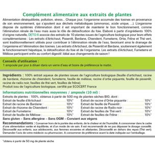 NUTRI EXPERT - Deto-X -Complément alimentaire BIO à base de plantes - Favorise le drainage et l'élimination des toxines - Cure de 20 j - 20 ampoules