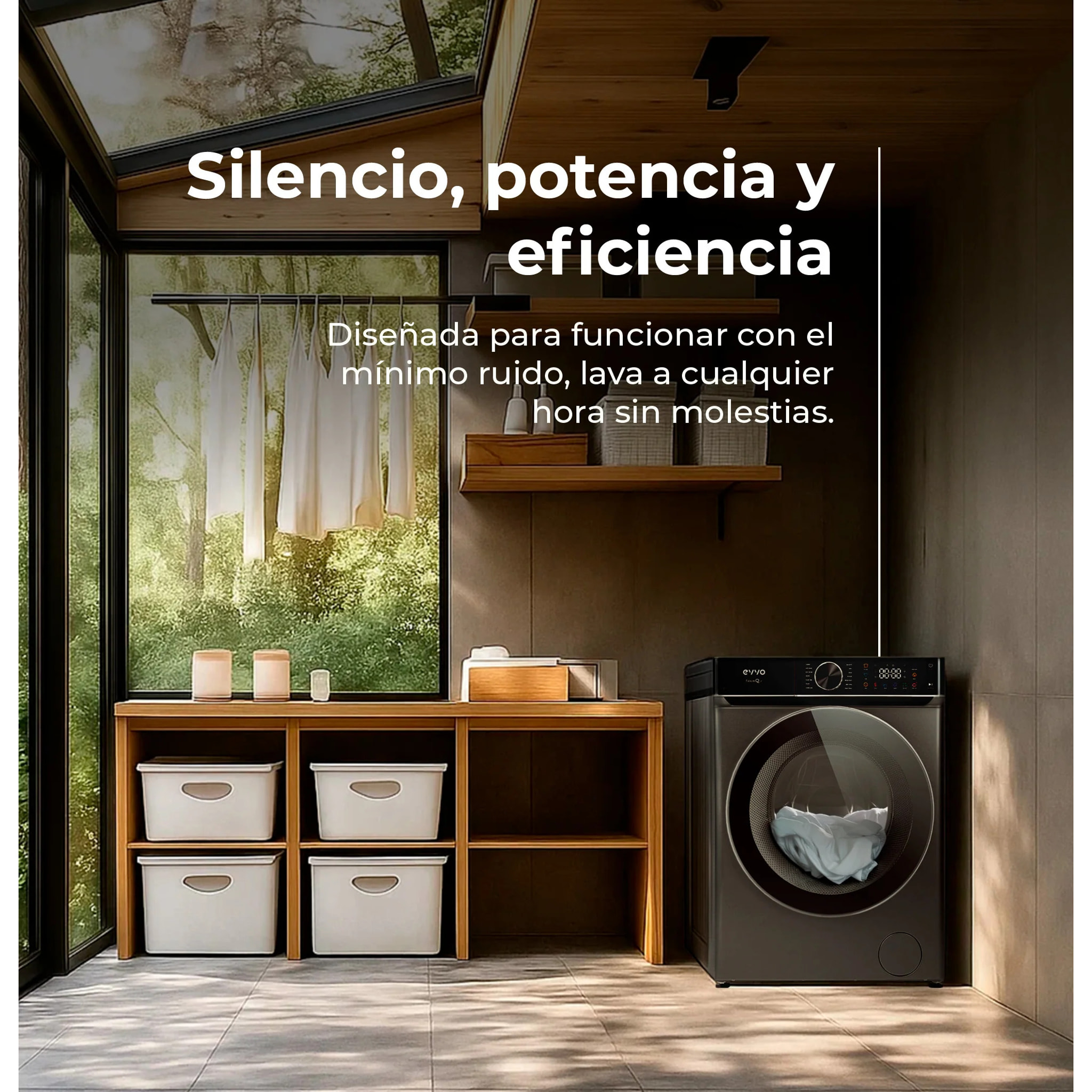 EVVO Lavadora 10 kg Nova Q10x, 1400 rpm, Clase A, Motor Inverter eDRIVE, 14 programas, vapor Steam Wash, lavado rápido 15', inox