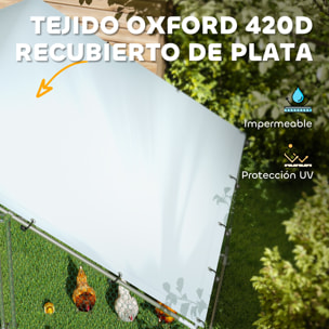 Gallinero para Exterior Gallinero de Acero Galvanizado con Cubierta Anti-UV e Impermeable Jaula para 5-8 Gallinas Plata